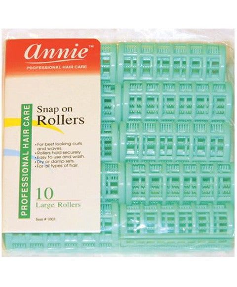 ANNIE SNAP ON ROLLERS 1003 10 Large Rollers Color Green Kids Hair Accessories Asetena Pa