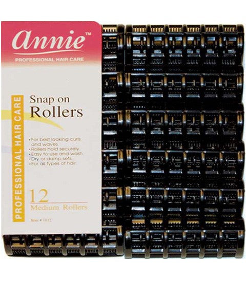 ANNIE SNAP ON ROLLERS 1012 12 Medium Rollers Color Black Kids Hair Accessories Asetena Pa