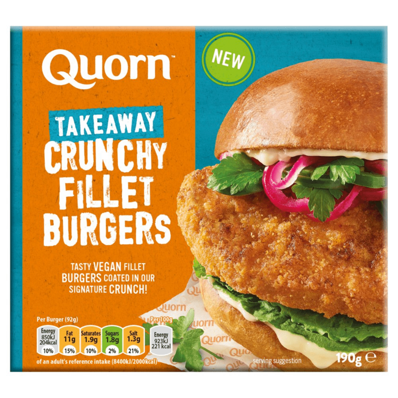 Quorn Vegan Crunchy Fillet Burgers 8x190g