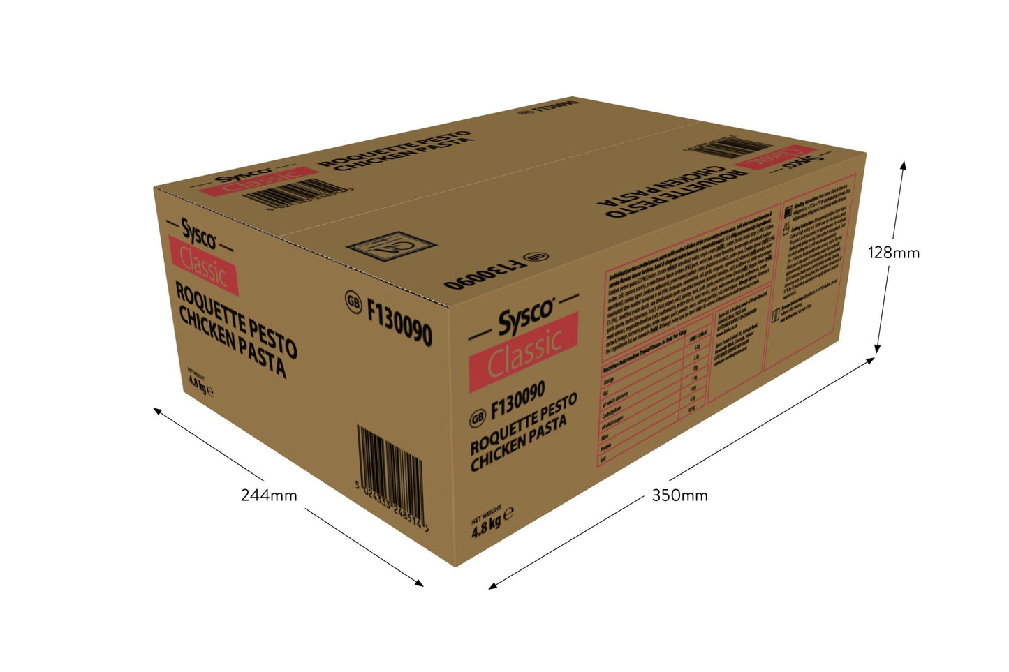 Sysco Classic Roquette Pesto Chicken Pasta 1 x 12 Ready Meals Asetena Pa