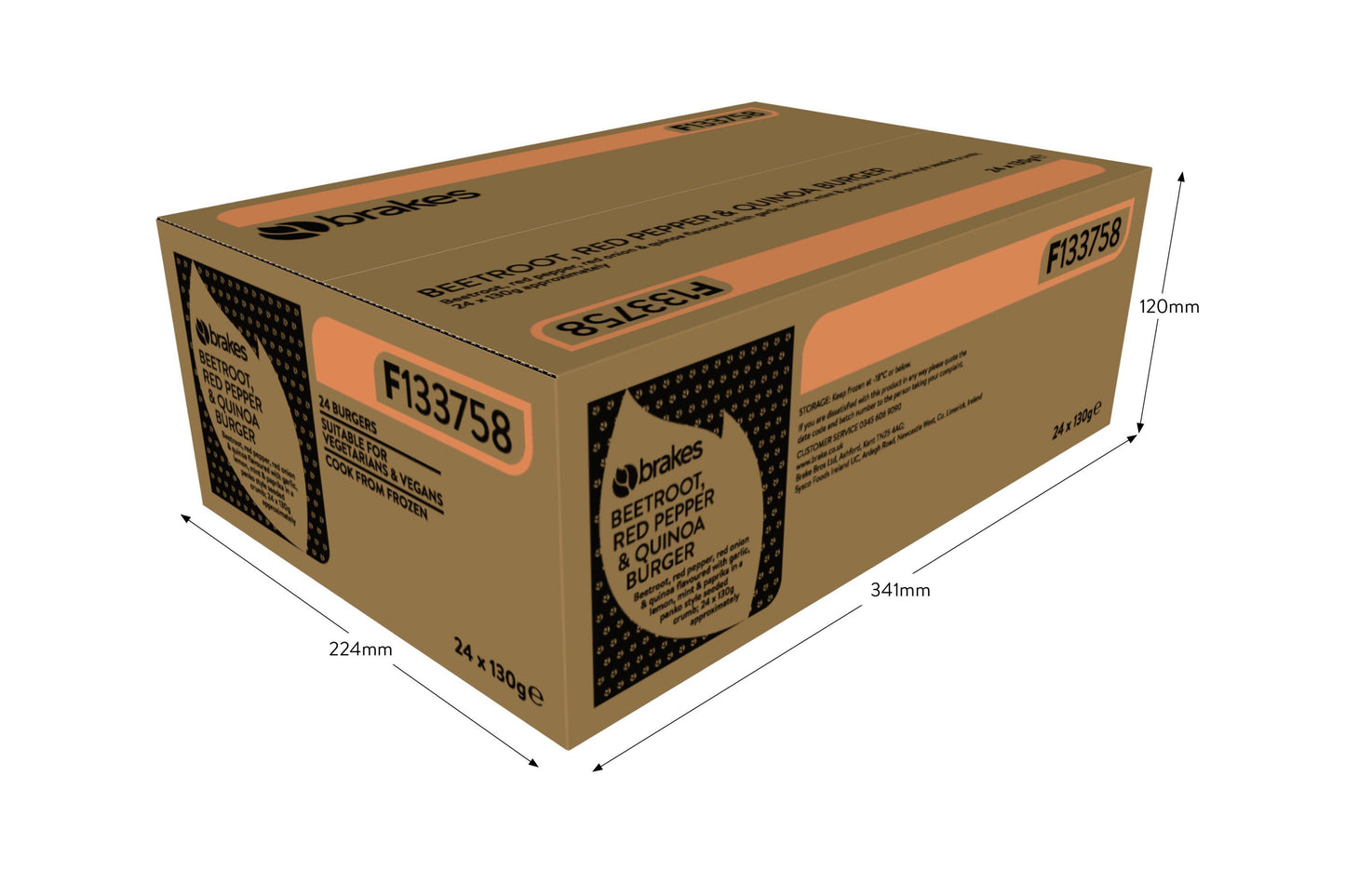 Brakes Beetroot Red Pepper & Quinoa Burger 24 x 130g Ready Meals Asetena Pa