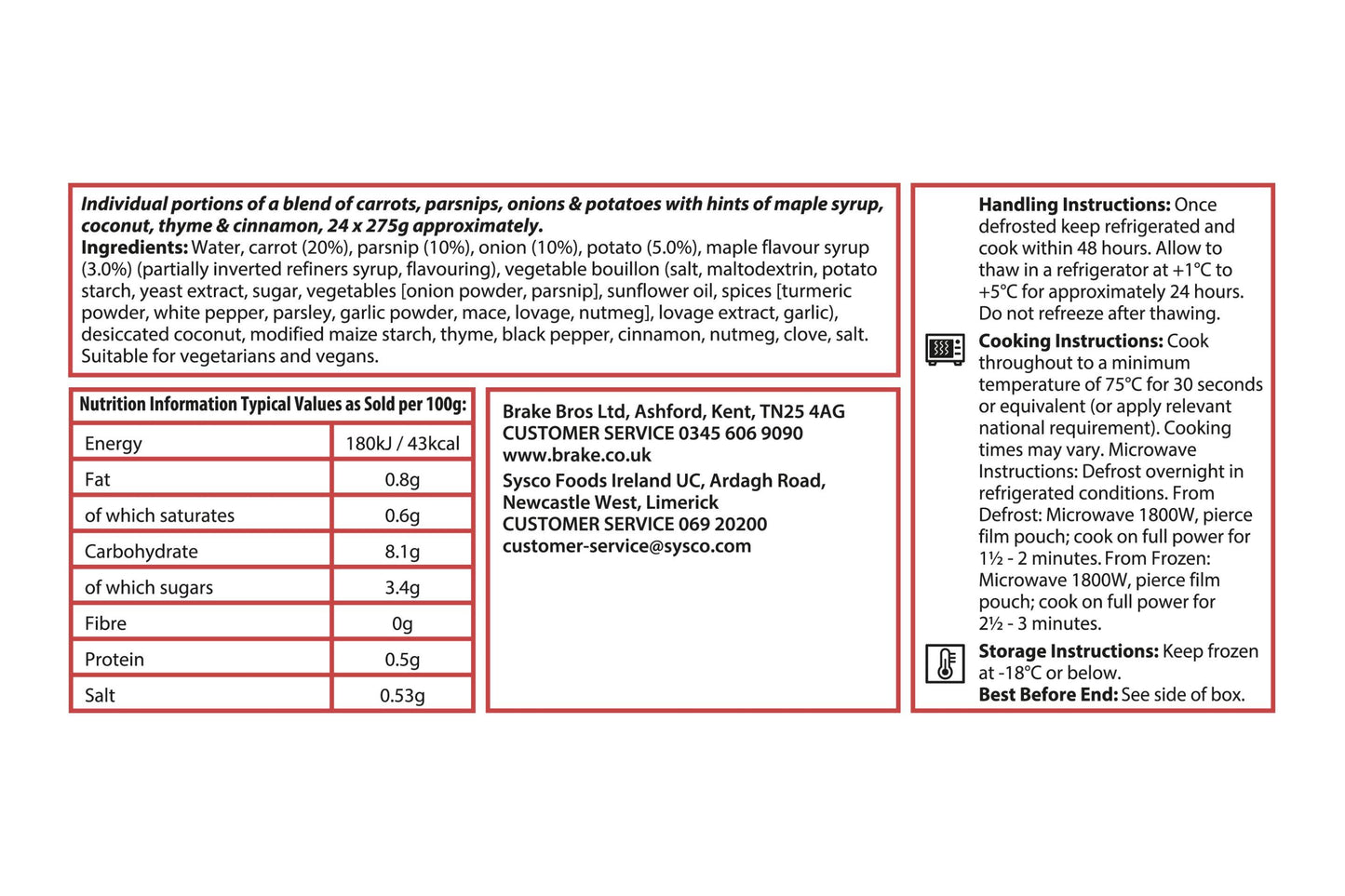 Spiced Winter Vegetable Soup 24 x 275g Ready Meals Asetena Pa