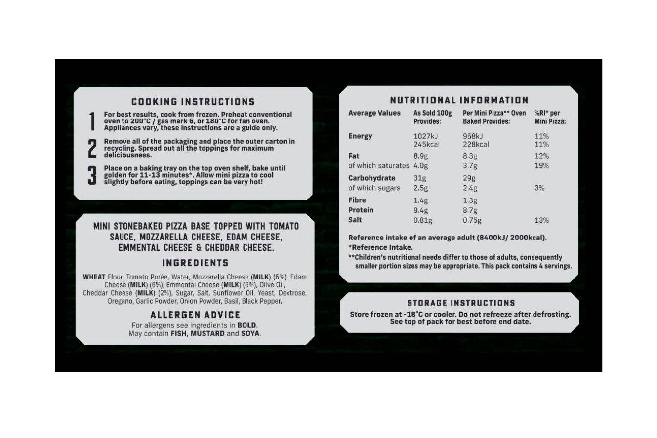 Goodfella's Mini Stonebaked 4 Cheese Pizza 8 x 4 Ready Meals Asetena Pa
