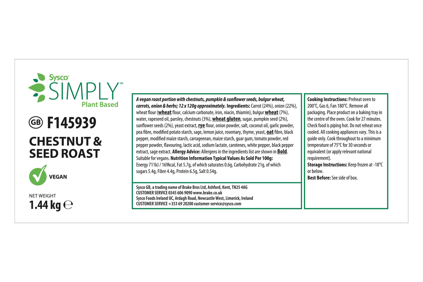 Sysco Classic Cannellini Bean Ragu 24 x 200g Ready Meals Asetena Pa