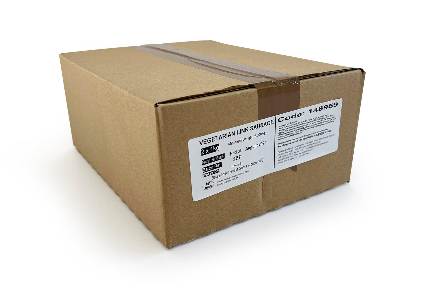 Simon Howie Veggie Sausages (Scotland Only) 2 x 1kg Ready Meals Asetena Pa