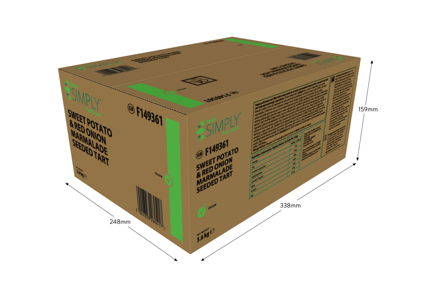 Sysco Simply Plant Based Sweet Potato & Red Onion Marmalade Seeded Tart 1 x 24 Ready Meals Asetena Pa