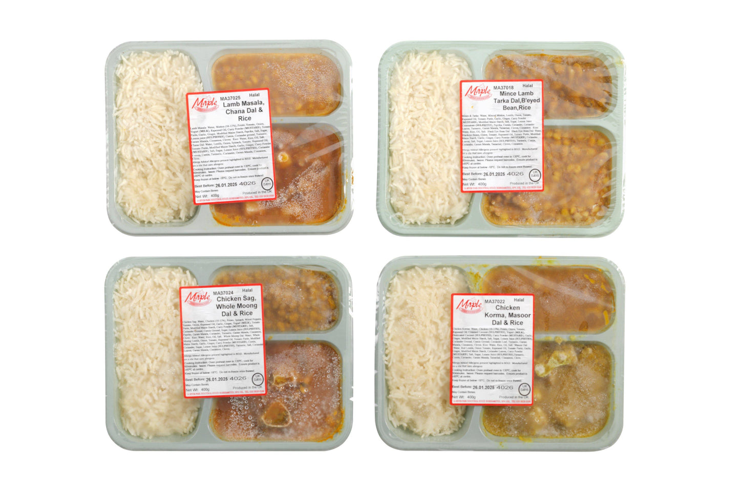 Maple foods ICM Halal Selection Pack 12 x 400g Ready Meals Asetena Pa