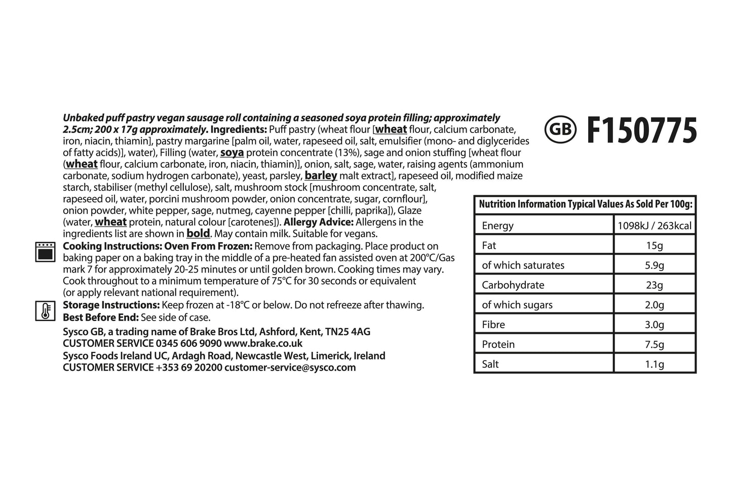 Sysco Classic Shepherd's Pasties 1 x 48 Ready Meals Asetena Pa