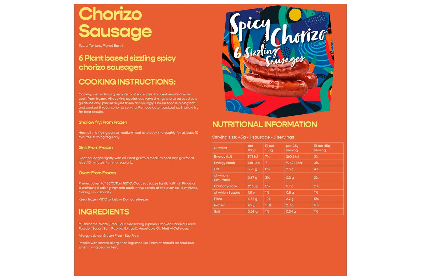 Myco Hooba Plant-Based Sausages 45g 30 x 45g Ready Meals Asetena Pa
