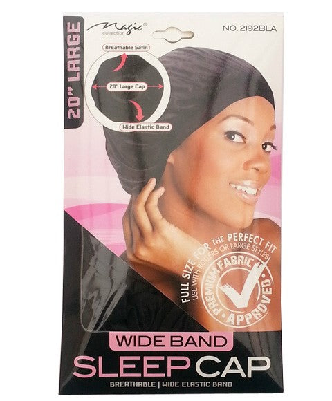 MAGIC COLLECTION WIDE BAND SLEEP CAP 2192 20" Large Color Black Durags and Caps Asetena Pa
