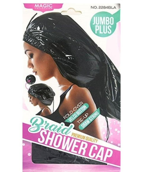 MAGIC COLLECTION BRAID JUMBO PLUS SHOWER CAP 2284 Color Black Durags and Caps Asetena Pa
