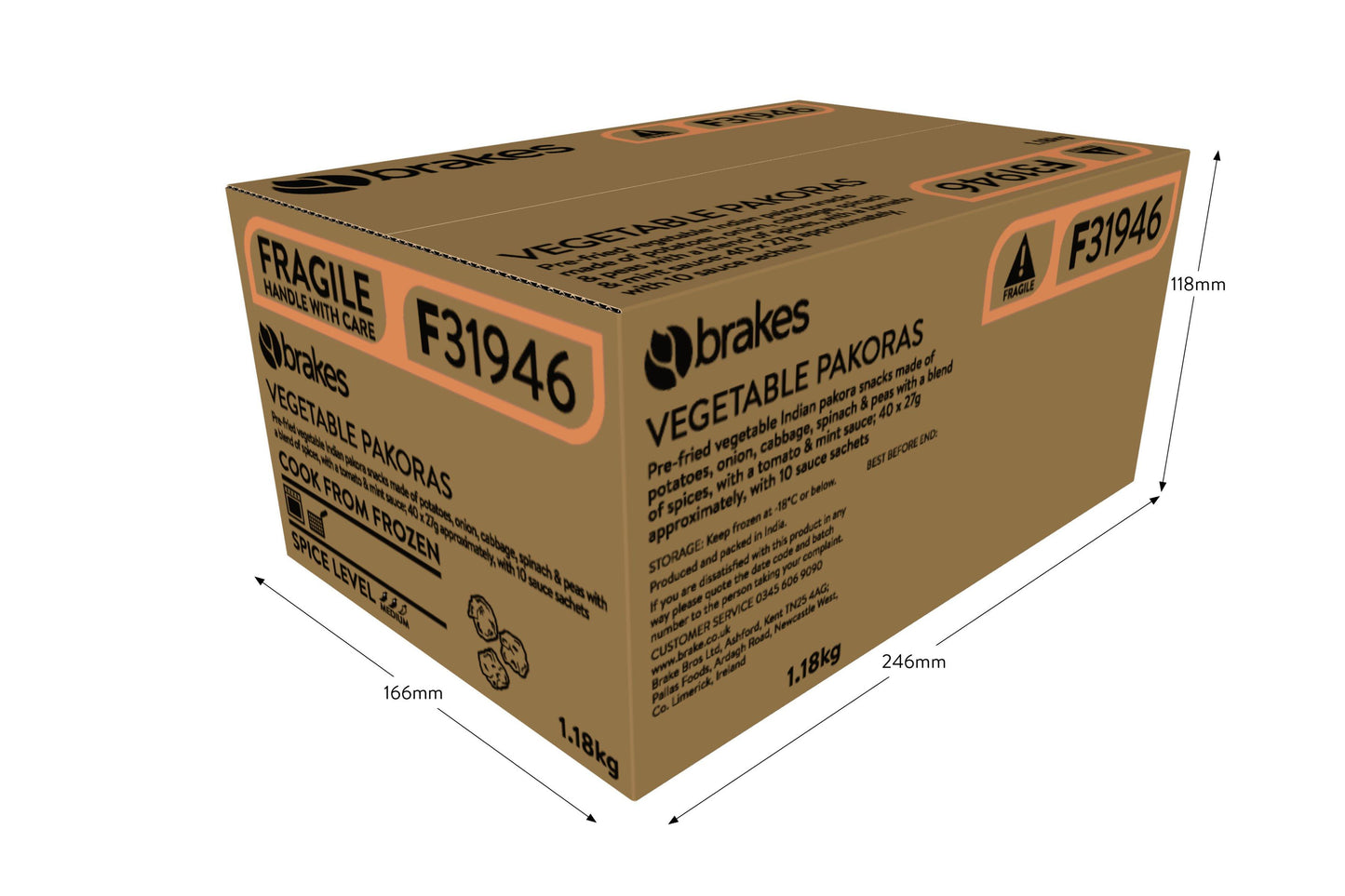 Brakes Vegetable Pakoras 40 x 27g Ready Meals Asetena Pa