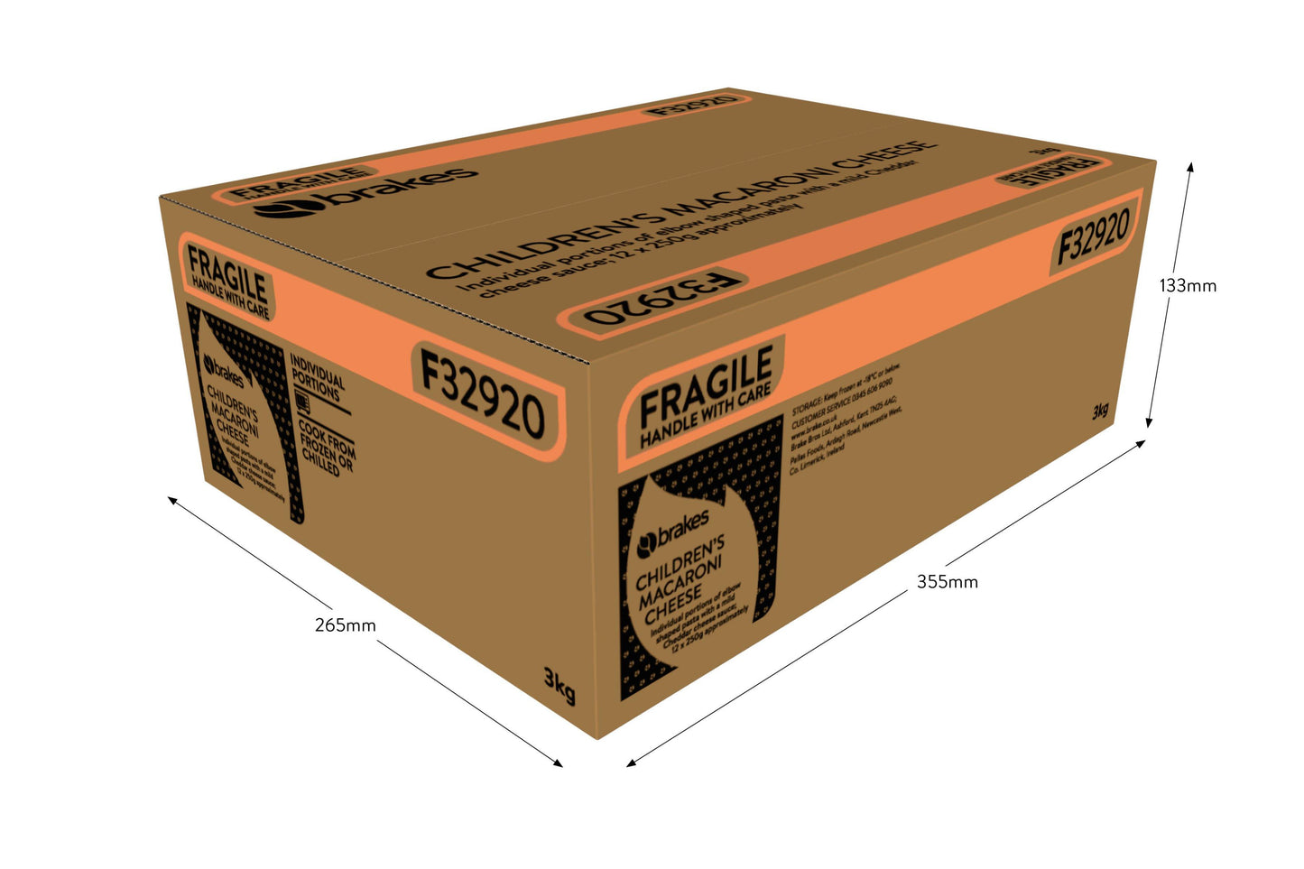 Brakes Children's Macaroni Cheese 12 x 250g Ready Meals Asetena Pa