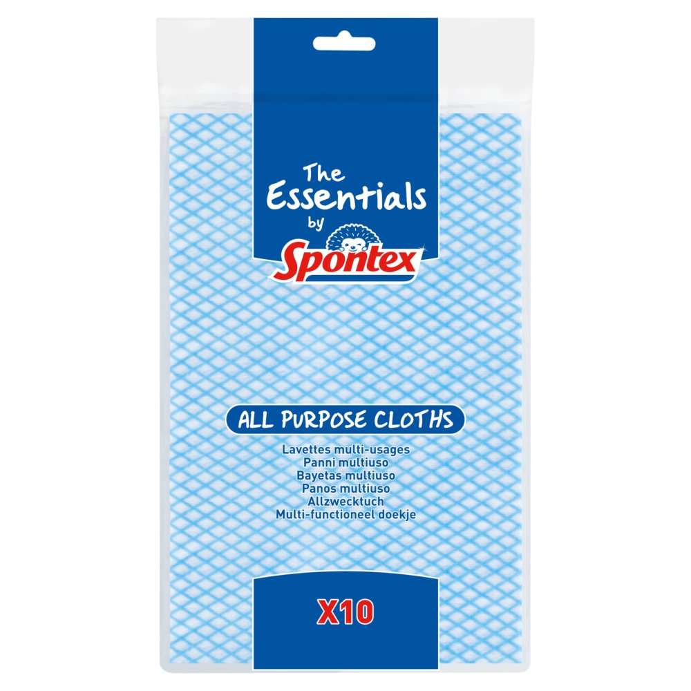The Essentials by Spontex 10 All Purpose Cloths, 52 x 34cm 10pk × 12 × 1