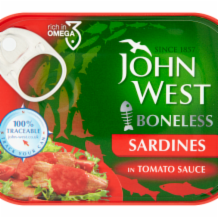 John West Boneless Sardine Fillets In Tomato Sauce 12x95g