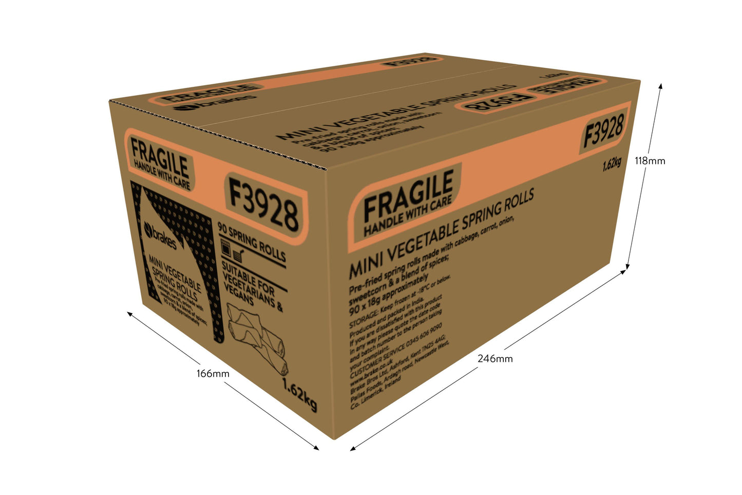 Brakes Mini Vegetable Spring Rolls 90 x 18g Ready Meals Asetena Pa