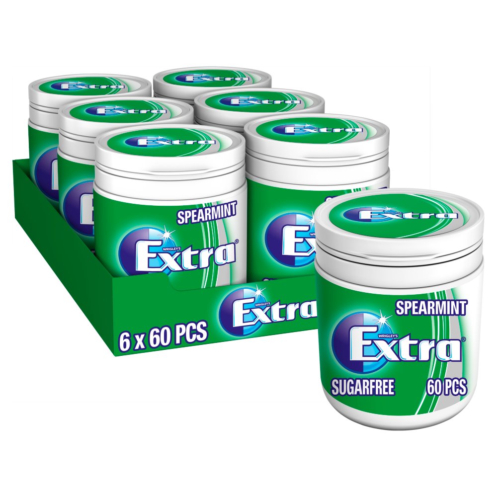 Extra Spearmint Chewing Gum Sugar Free Bottle 60 Pieces