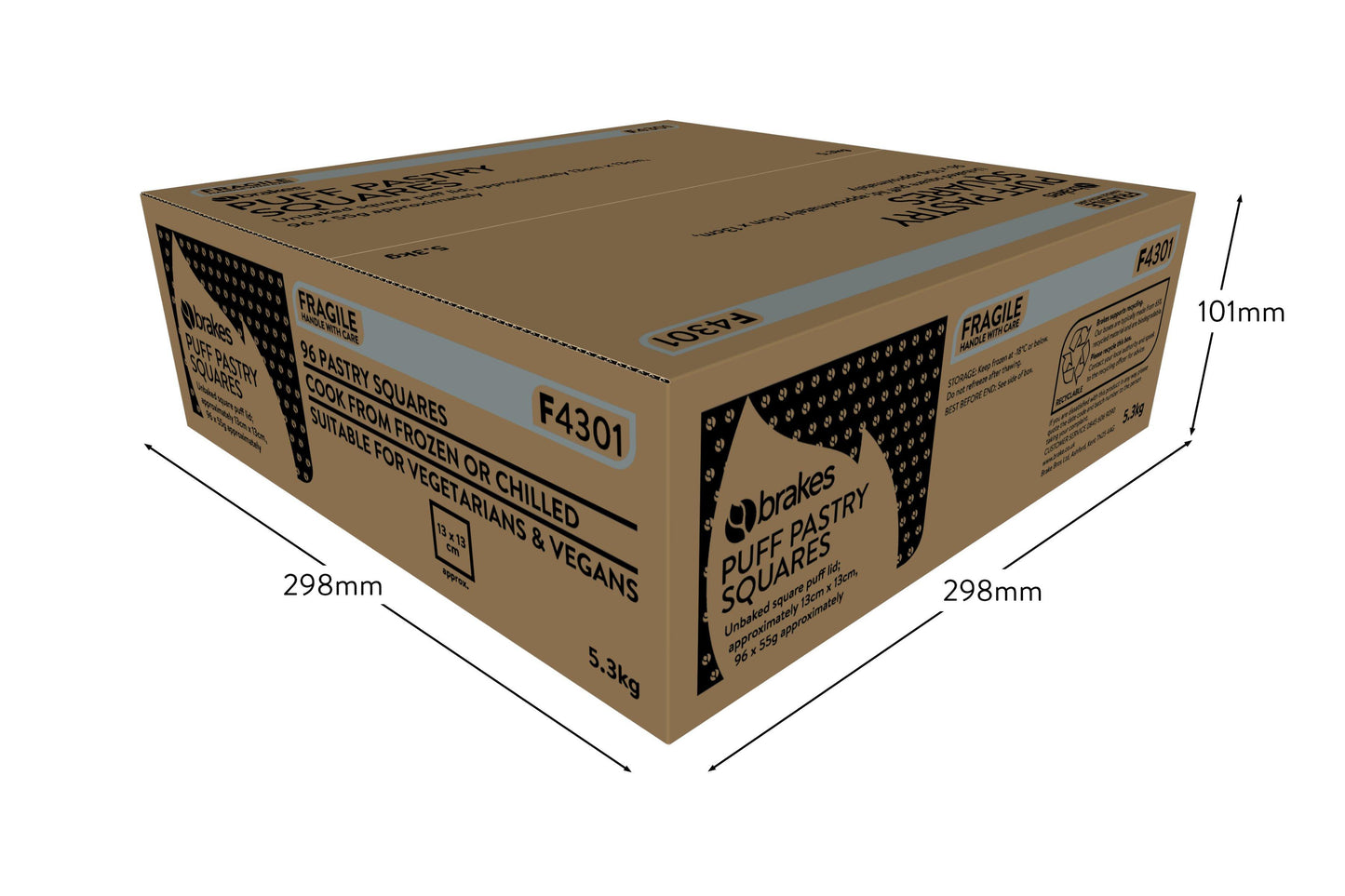 Brakes Puff Pastry Squares 1 x 96 Ready Meals Asetena Pa