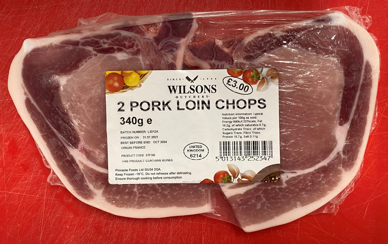 PM 3.00 Wilson 2 Pork Loin Chops 8x340g