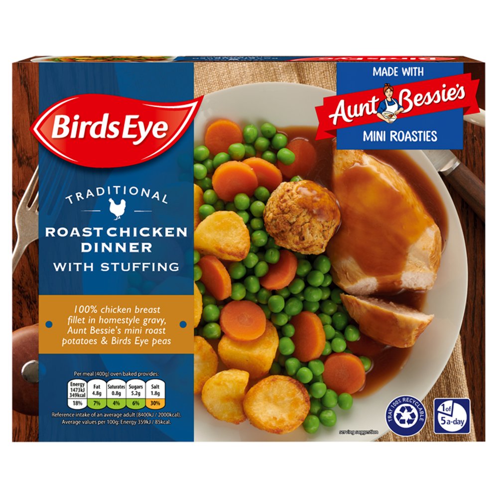 Birds Eye Traditional Roast Chicken Dinner Ready Meal 400G 400g × 6