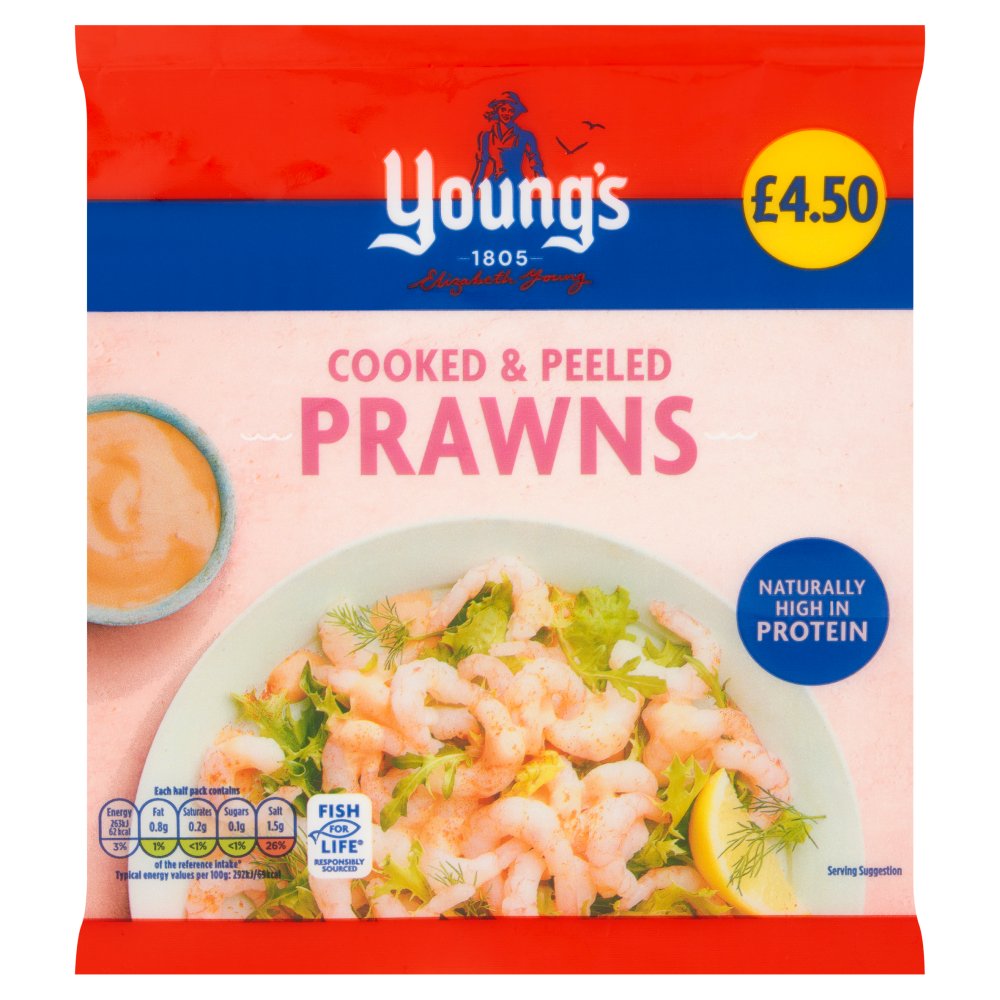 Young's Cooked & Peeled Prawns 180g 180g × 12