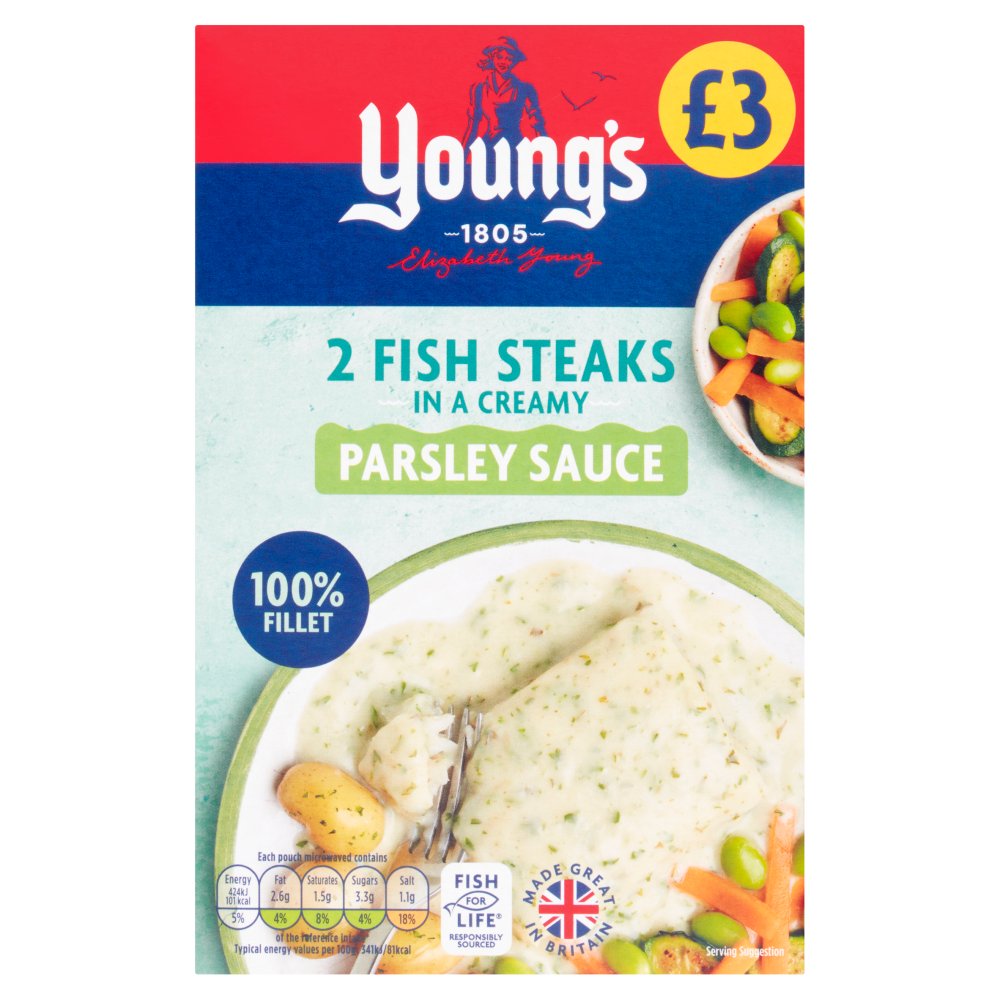 Young's 2 Fish Steaks in a Creamy Parsley Sauce 280g 2s × 8