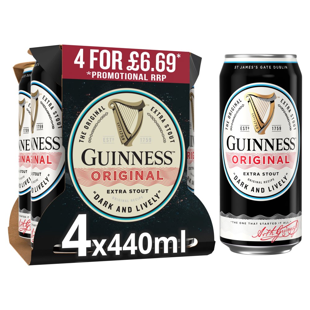 Guinness Original Extra Stout In Can 4.2% vol 440ml PMP £6.69 Cans 440ml × 6 × 1