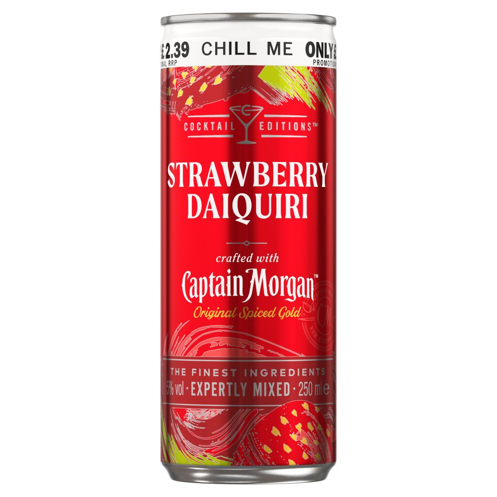 Captain Morgan Strawberry Daiquiri RTD 5% vol 250ml PMP £2.39 250ml × 12 × 1