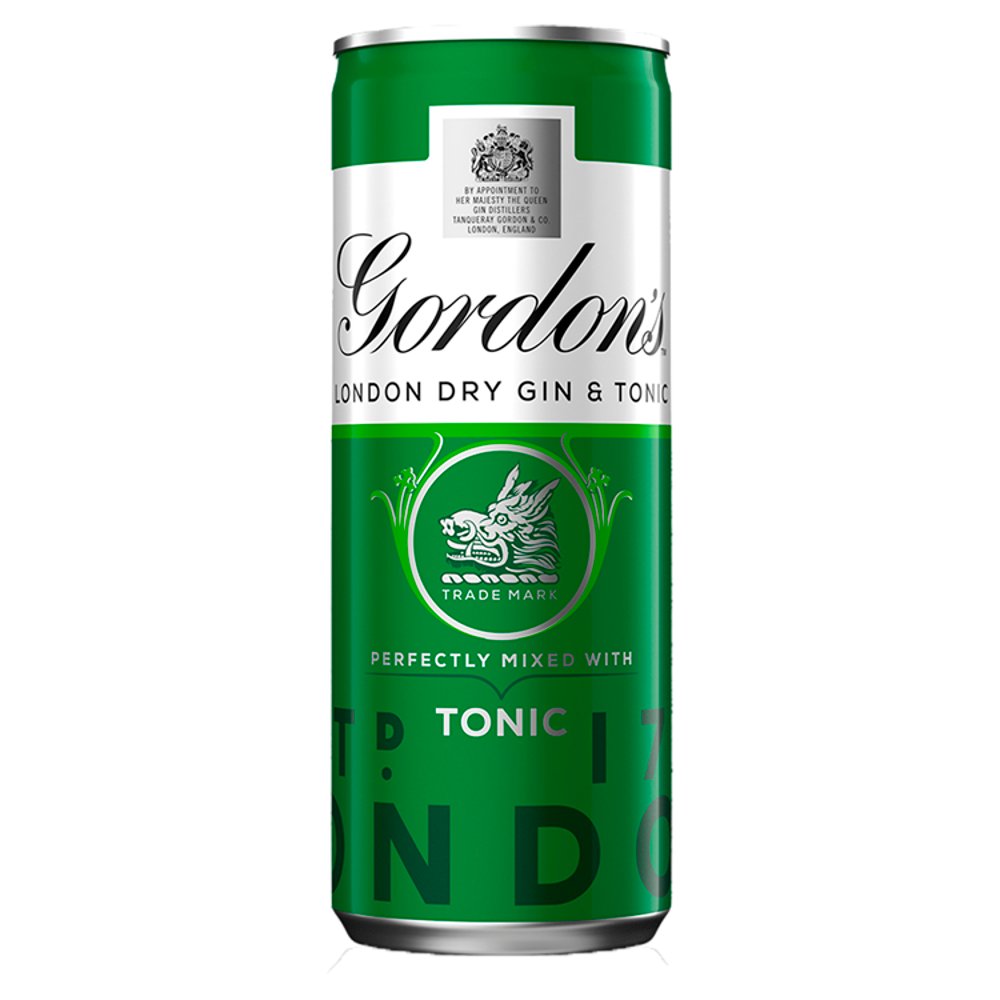 Gordon's London Dry Gin with Tonic 250ml Ready to Drink Premix Can 250ml × 12 × 1