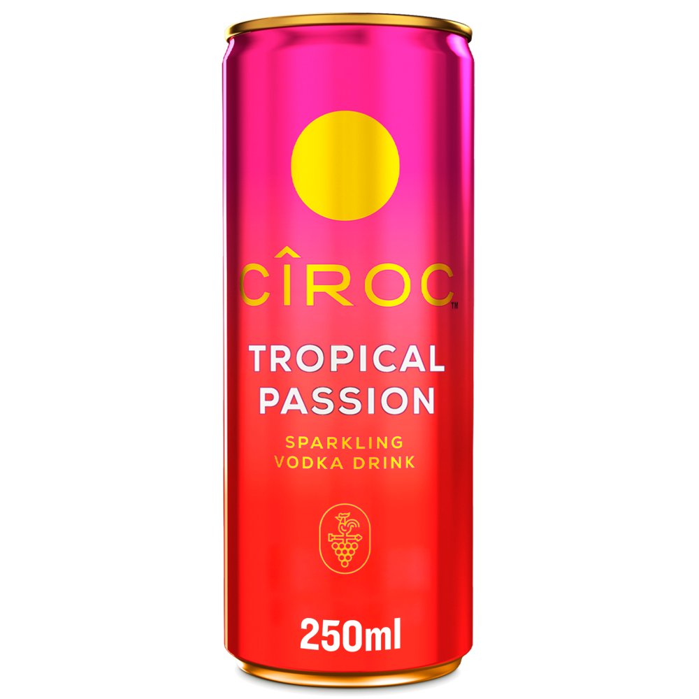 Ciroc Tropical Passion Sparkling Vodka Drink 5% vol 250ml Can 250ml × 12 × 1