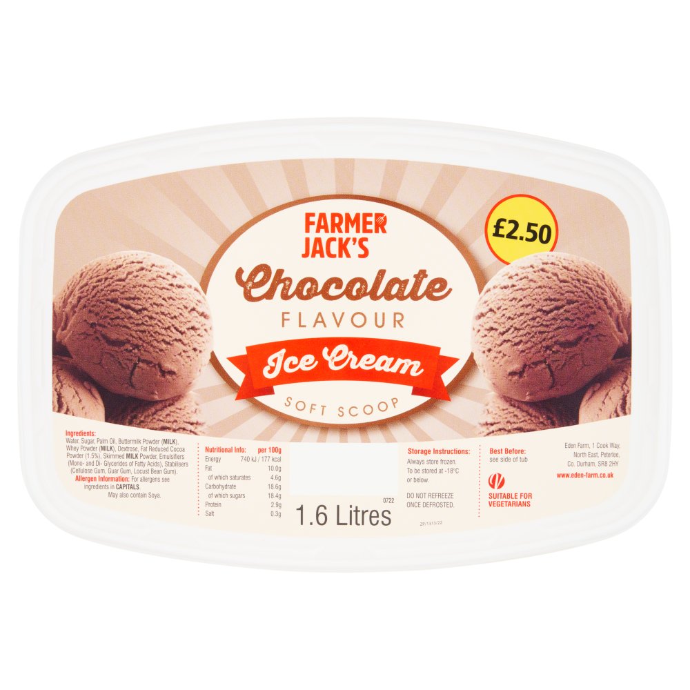 Farmer Jack's Chocolate Flavour Ice Cream 1.6 Litres 1.6Ltr × 1