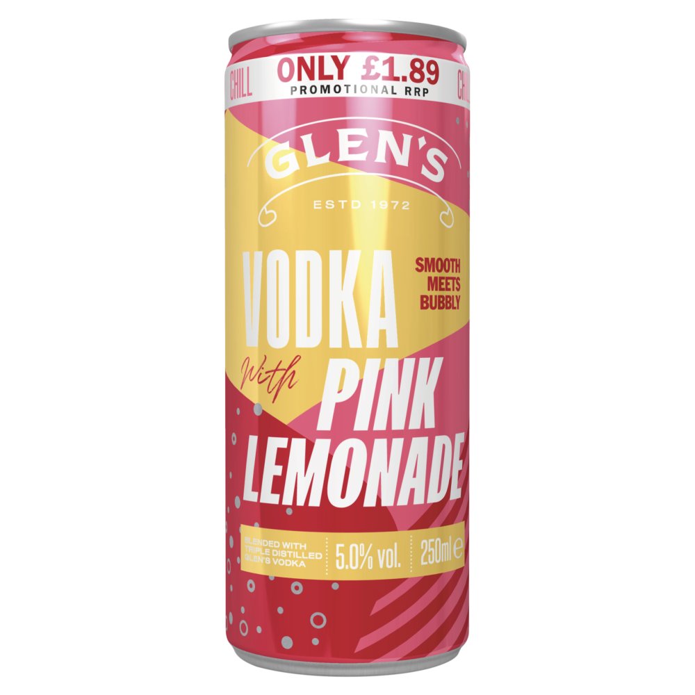 Glen's Vodka with Pink Lemonade 250ml 250ml × 12 × 1