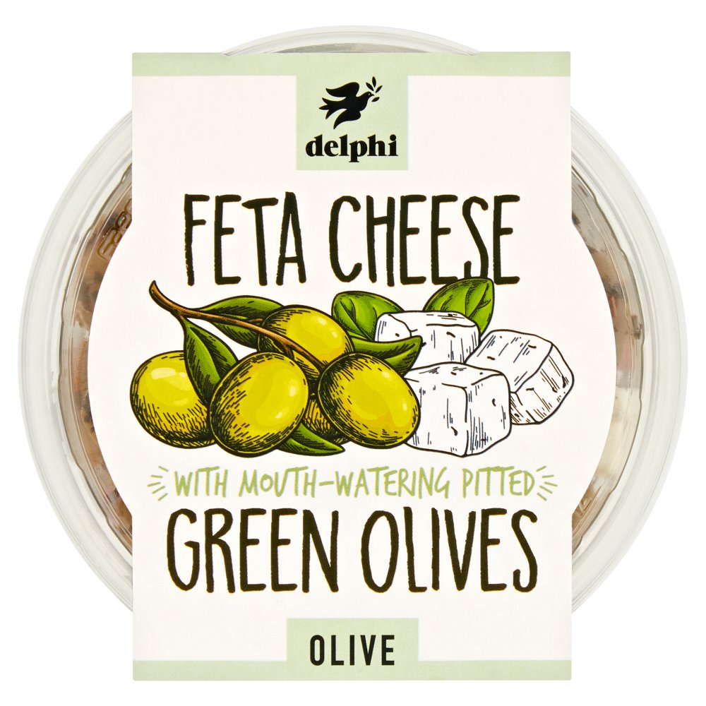 Delphi Feta Cheese Green Olives with Mouth-Watering Pitted 160g 160g × 1