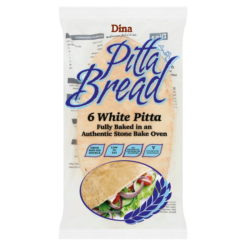 Dina Pitta Bread 6 White Pitta 480g × 1