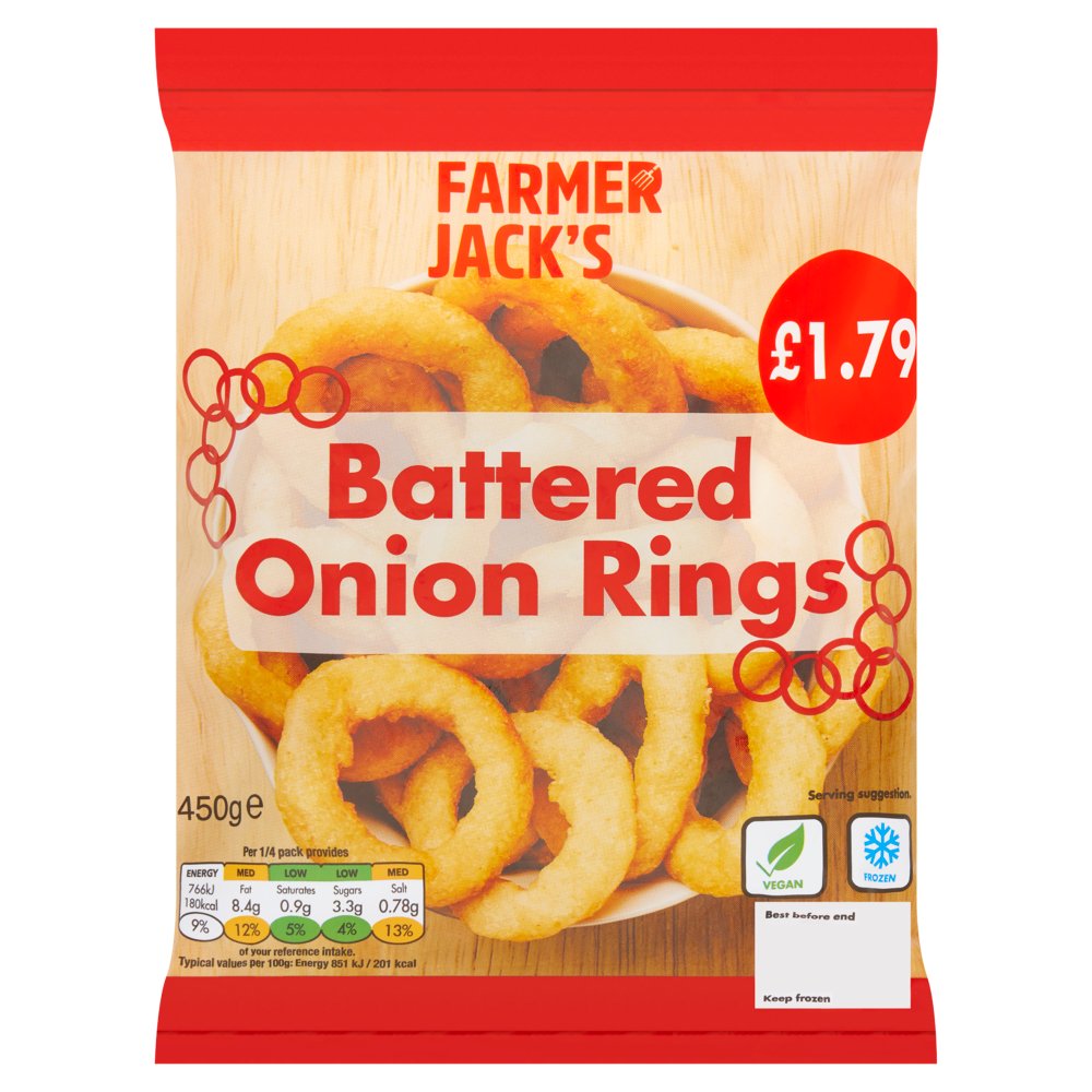 Farmer Jack's Battered Onion Rings 450g 450g × 8