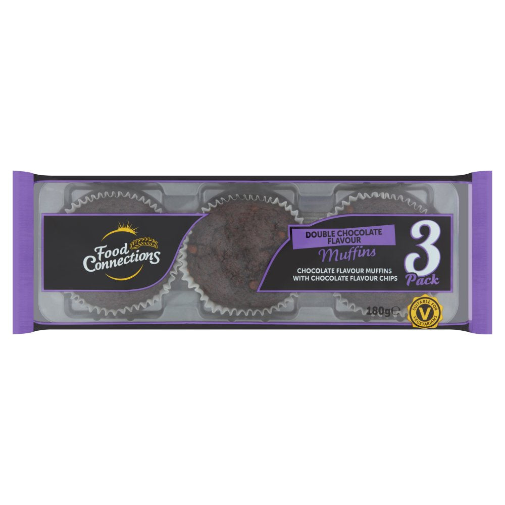 Food Connections 3 Double Chocolate Flavour Muffins 180g 3pk × 14