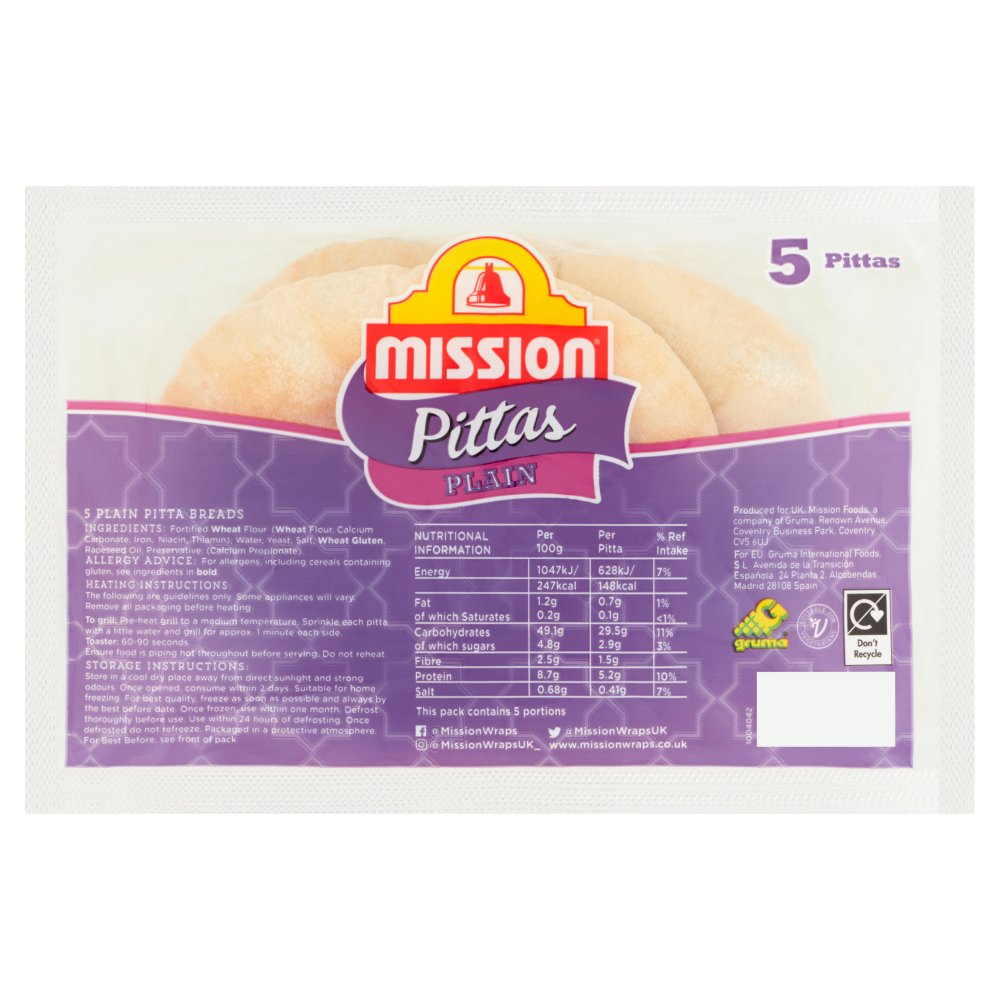 Mission 5 Pittas Plain 5pk × 1