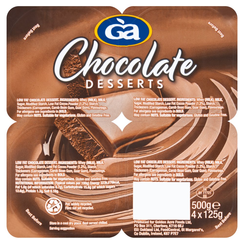 Golden Acre Chocolate Desserts 4 x 125g (500g) 125g × 6