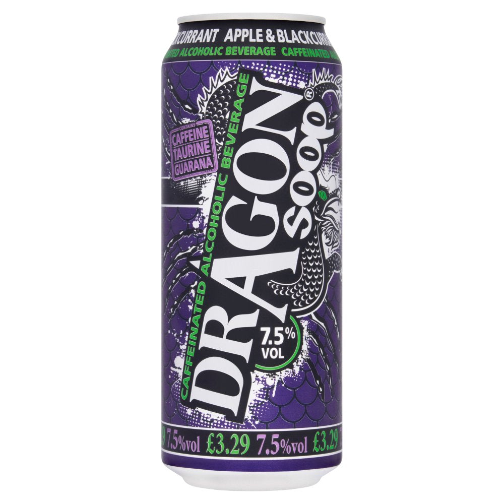 Dragon Soop Caffeinated Alcoholic Beverage Apple & Blackcurrant 500ml 500ml × 8 × 1
