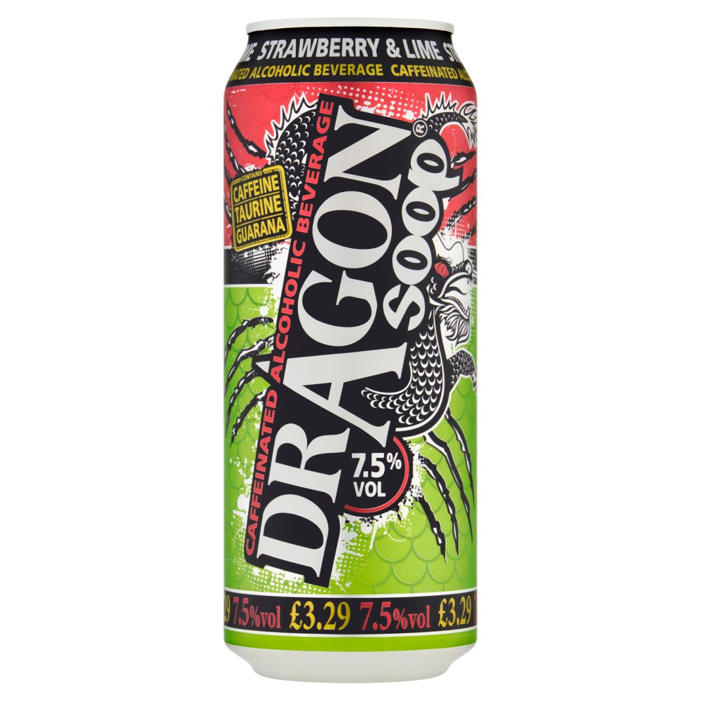 Dragon Soop Caffeinated Alcoholic Beverage Strawberry & Lime 500ml 500ml × 8 × 1