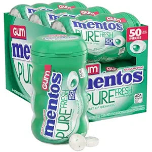 Mentos Gum Pure Fresh Spearmint Paper Bottle 6x50pc(6)