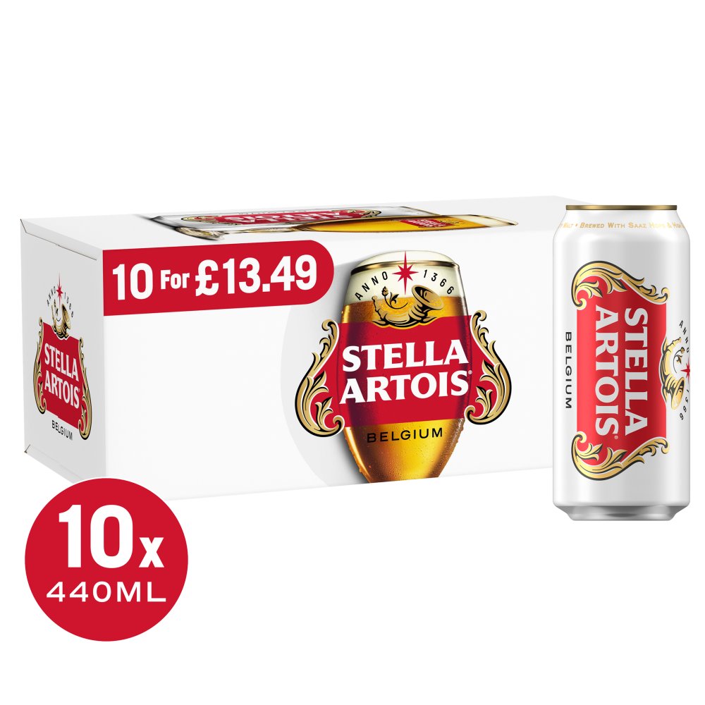 Stella Artois Belgium Premium Lager Beer 10 x 440ml 440ml × 1