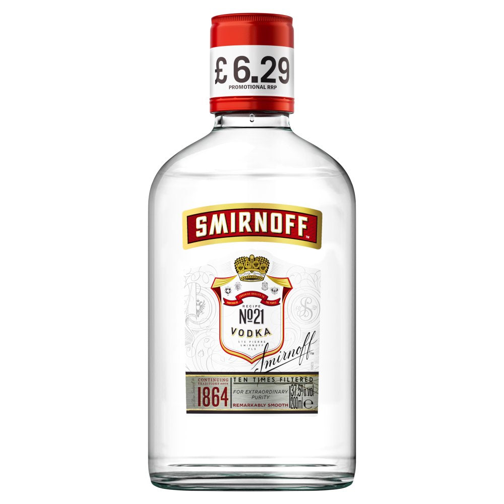 Smirnoff No. 21 Vodka 37.5% vol 20cl Bottle PMP £6.29 20Cl × 48