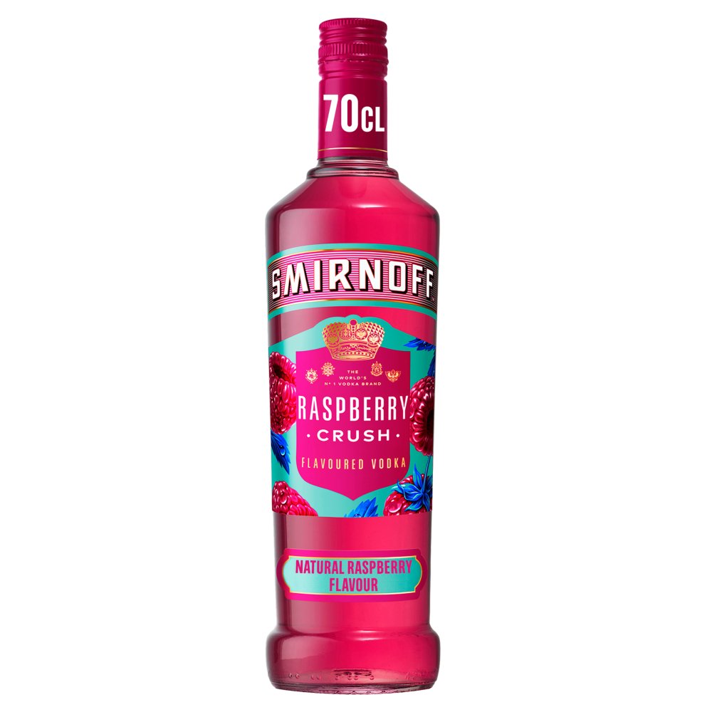 Smirnoff Raspberry Crush Flavoured Vodka 37.5% vol 70cl Bottle 70Cl × 6