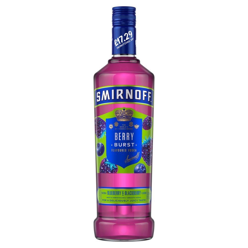 Smirnoff Berry Burst Flavoured Vodka 37.5% vol 70cl Bottle PMP £17.29 70Cl × 6