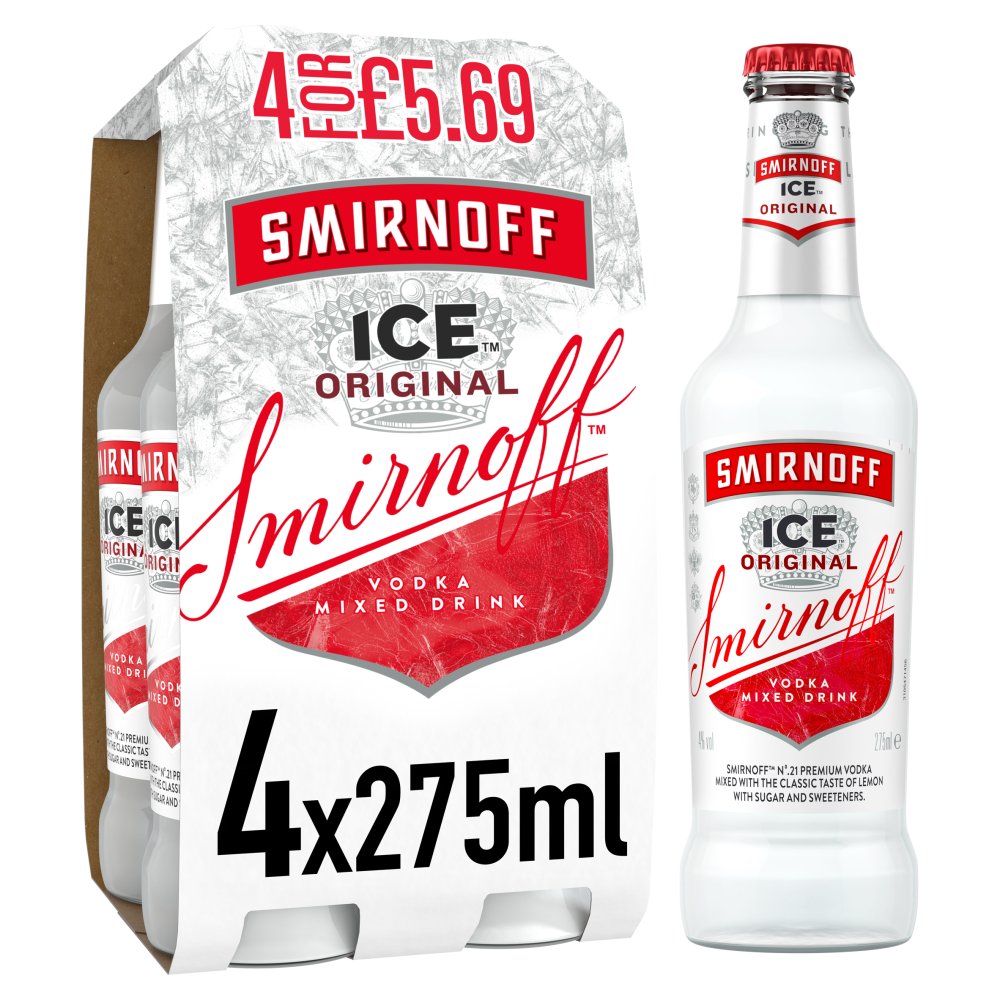 Smiroff Ice 4% vol 4 x 275ml £5.69 Multipack Bottles 275ml × 6 × 1