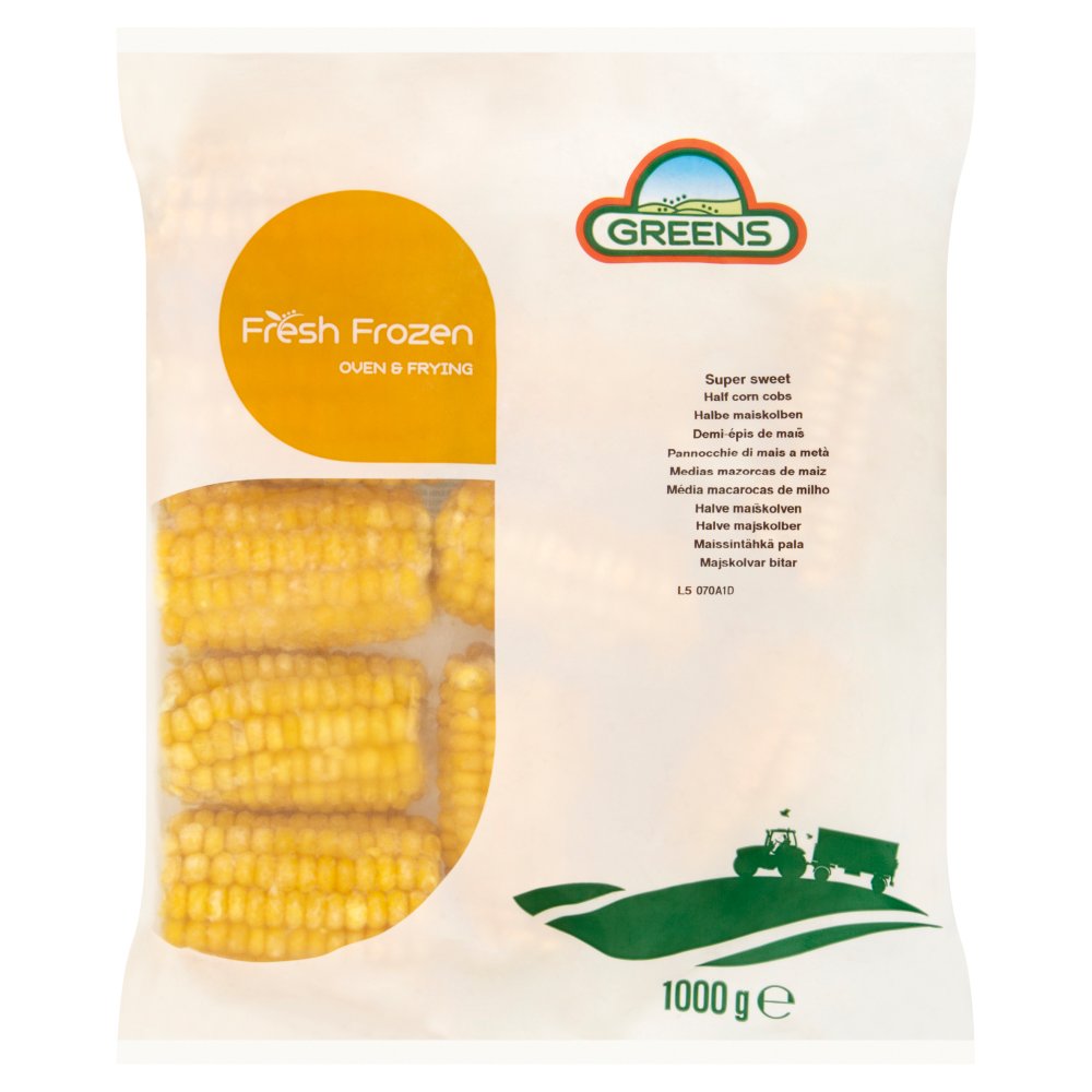 Greens Fresh Frozen Super Sweet Half Corn Cobs 1000g 1Kg × 1