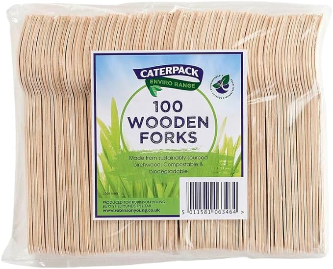 Caterpack Enviro Wooden Forks 1x6.25"
