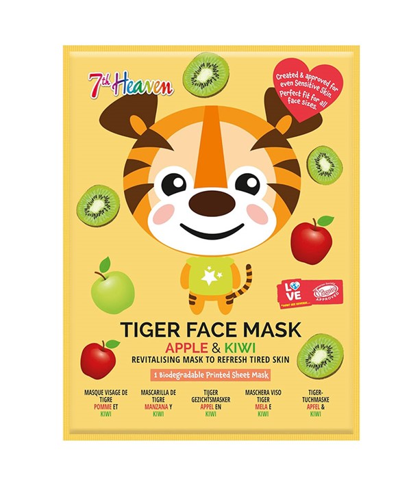 7TH HEAVEN APPLE AND KIWI TIGER FACE MASK 1 Sheet Mask Skin Wash Asetena Pa