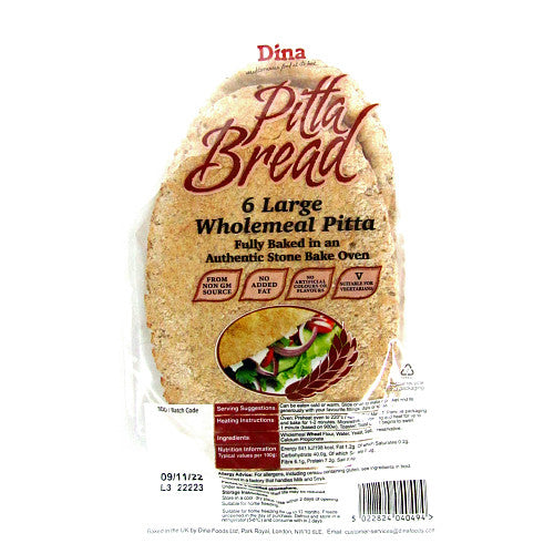 Dina 6 Wholemeal Pitta Bread 6pk × 12